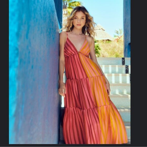 FARM Rio Dresses & Skirts - Anthropologie x Farm Rio Deep-V Mixed-Stripe Maxi Dress Size XS/P
